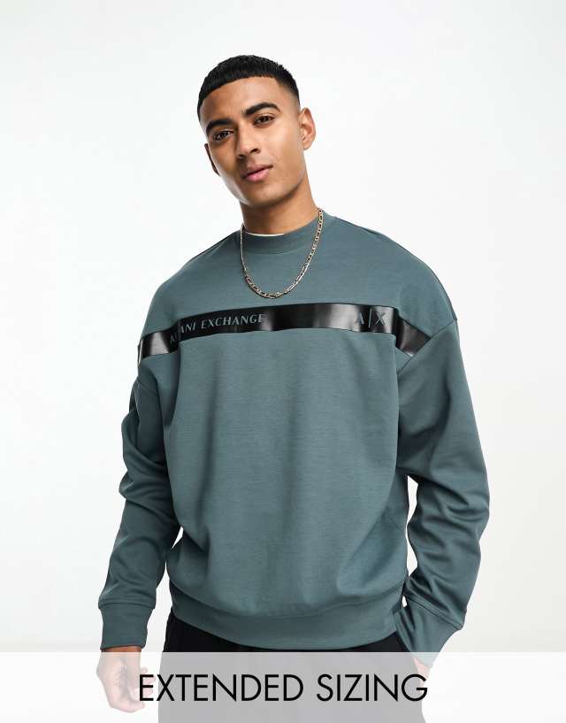 Armani Exchange - front taped logo sweatshirt in slate grey