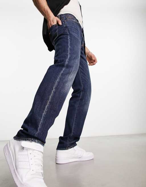 Armani Exchange – Gerade geschnittene Jeans in mittelblauer Waschung