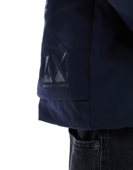 Armani Exchange - Giacca blu navy con cappuccio rimovibile, 3 di 4
