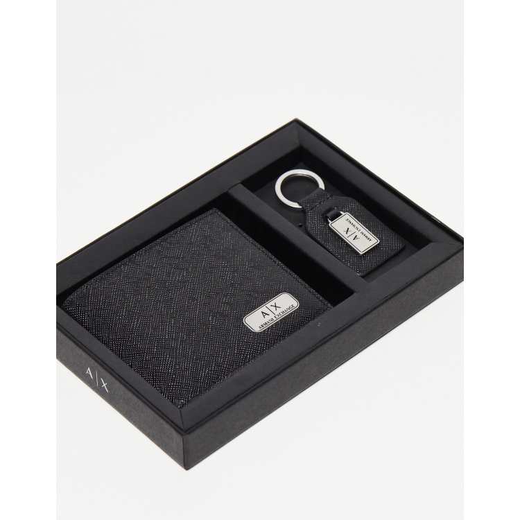 Armani Exchange gift set pebble leather bifold coin pocket wallet