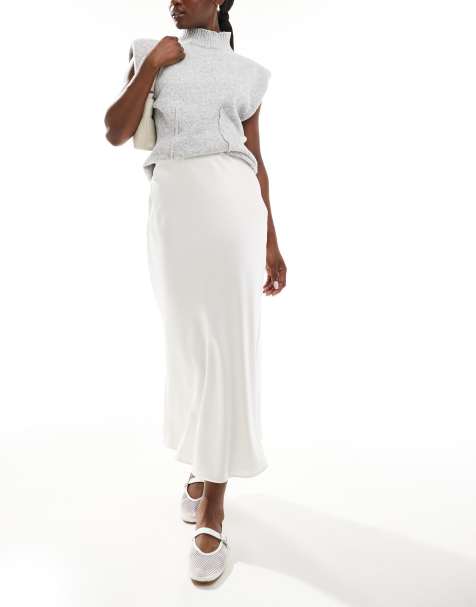 Armani Exchange - Gonna midi in raso avorio - view 1