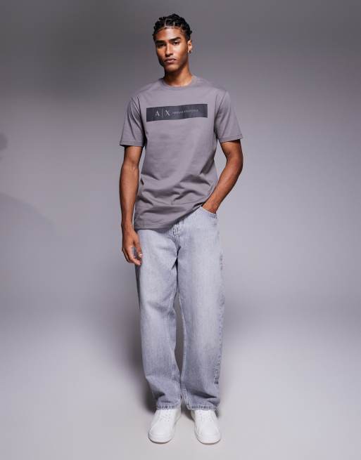 Armani Exchange - Grå T-shirt med centralt logo, 5 af 5