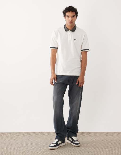 Armani Exchange – Gräddvit pikétröja med logga, 2 av 5