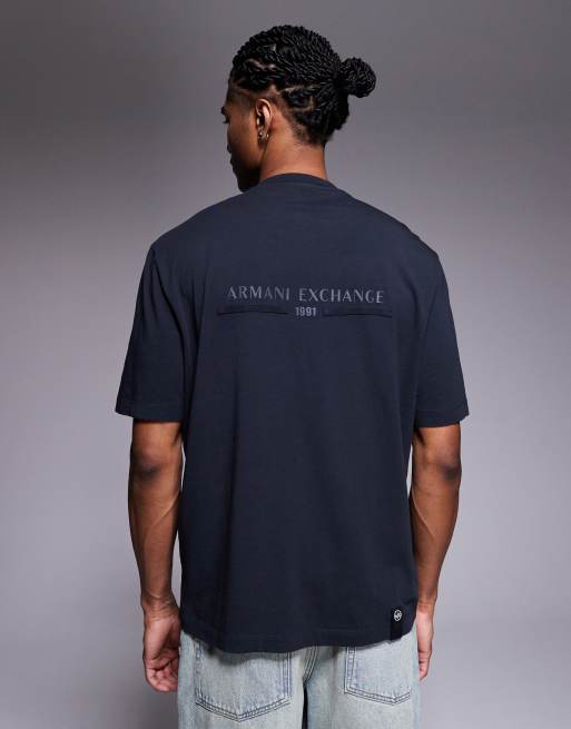 Armani Exchange – Granatowy T-shirt z krótkimi rękawami i logo, 3 z 5