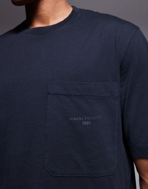 Armani Exchange – Granatowy T-shirt z krótkimi rękawami i logo, 5 z 5