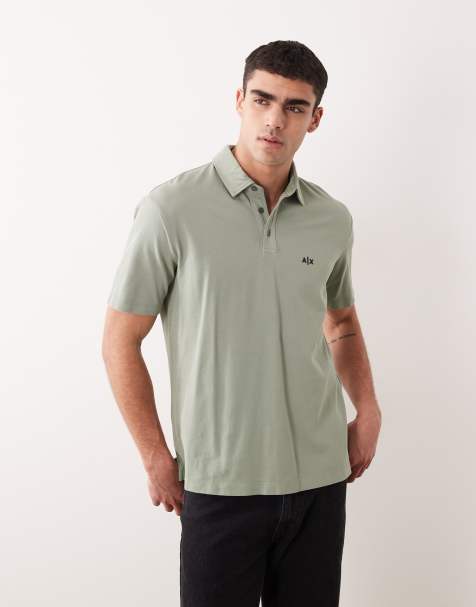 Armani Exchange - Grøn og kortærmet polo med logo - view 1