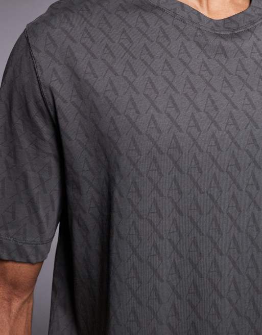 Armani Exchange - Grøn T-shirt med korte ærmer og gennemgående logo, 5 af 5