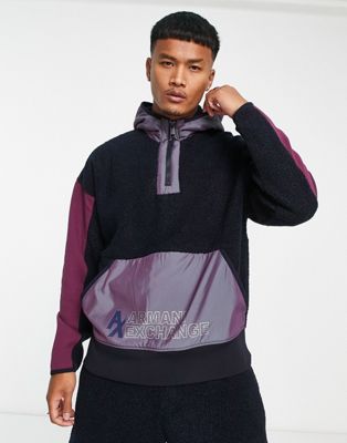 Armani Exchange half zip fleece sweatshirt in navy