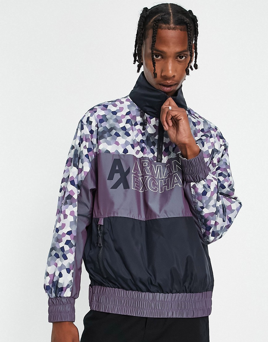 armani exchange half zip shell jacket in purple