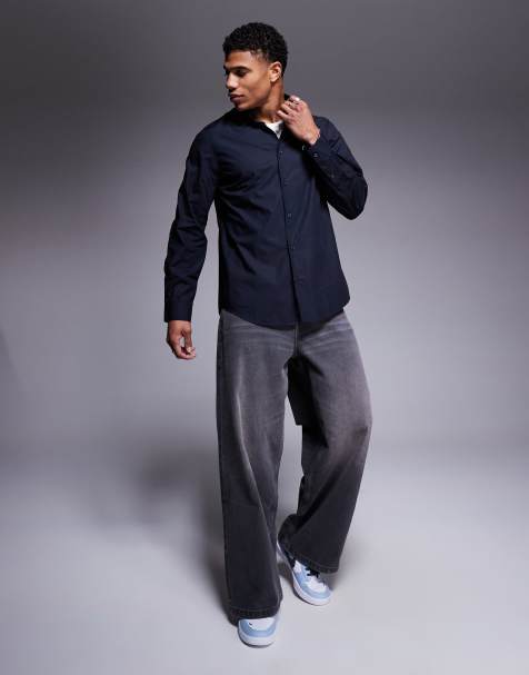 Armani Exchange – Hemd in Marineblau mit Logo - view 1