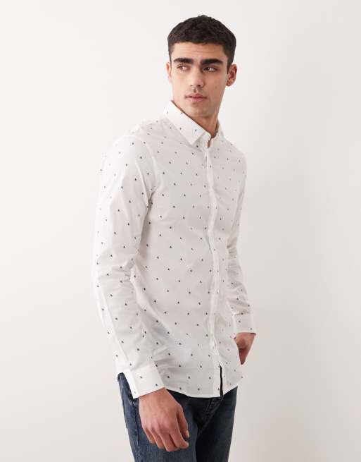 Armani Exchange – Hemd in Weiß mit Logo-Muster, 2 von 5