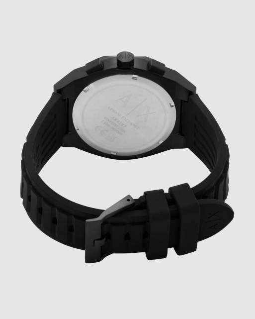 Armani Exchange Herren-Chronograph aus schwarzem Edelstahl mit schwarzem Silikonarmband, 4 von 4