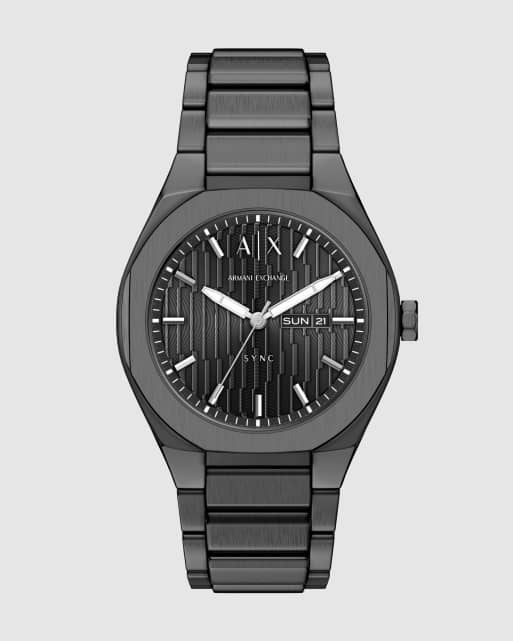 Armani Exchange Herrenuhr Sync mit Dreizeiger-Tag-Datum-Anzeige aus Edelstahl in Gunmetal, 1 von 4