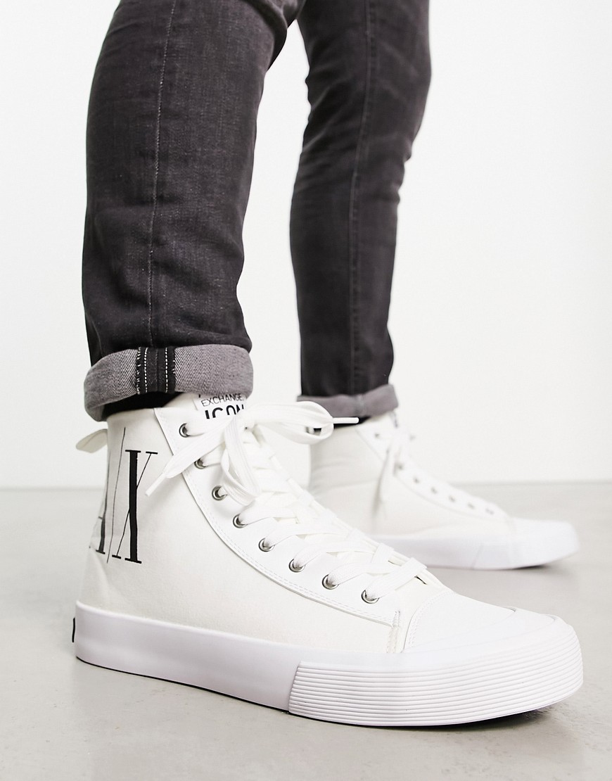 Armani Exchange hi top sneakers in white