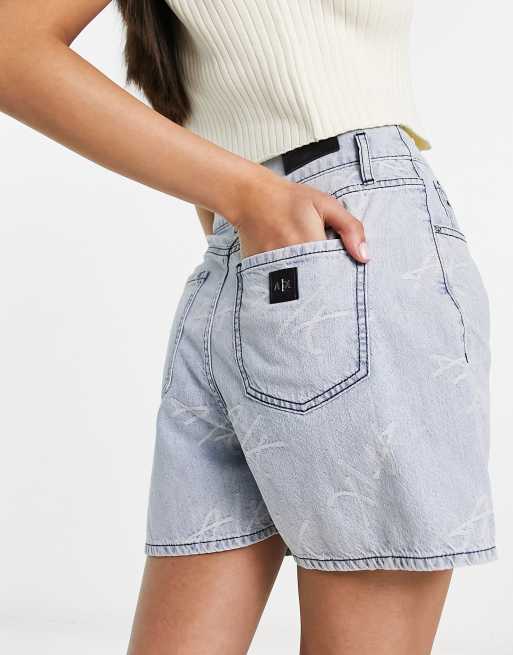 Armani Exchange high waisted denim shorts in blue ASOS