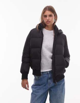 Armani Exchange Armani Exchange hooded puffer jacket in black