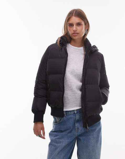 Armani Exchange hooded puffer jacket in black