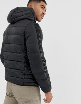 armani exchange hooded down jacket black