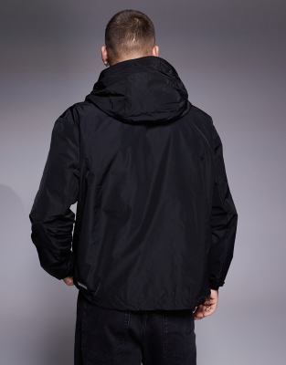 Armani Exchange hooded windbreaker jacket with logo in black