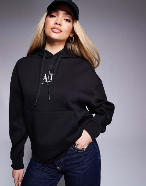 Armani Exchange - Hoodie met logo in het midden in zwart - view 1