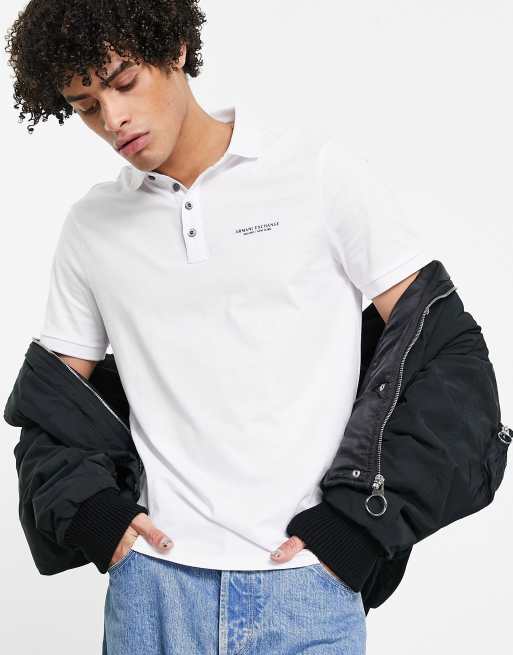 Armani Exchange - Hvid polo med tekstlogo