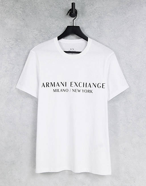 Armani Exchange - Hvid T-shirt med by- og tekstlogo