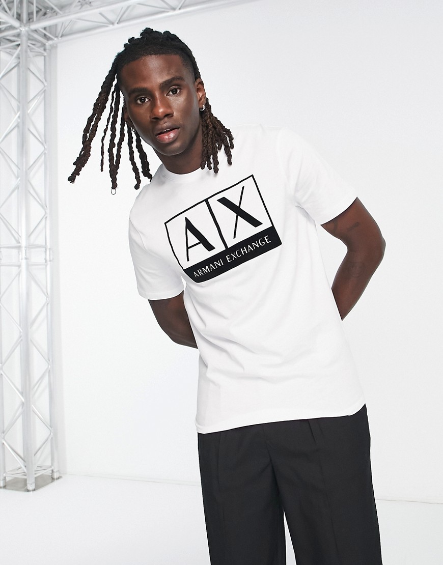 armani exchange - hvid t-shirt med firkantet logo