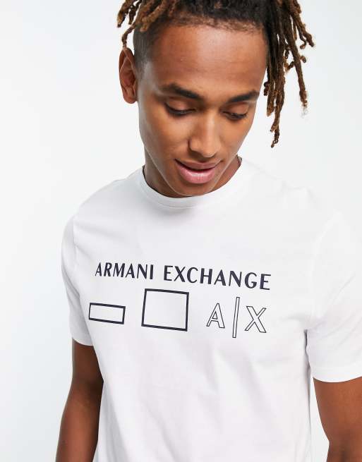 Armani Exchange - Hvid T-shirt med firkantet logo