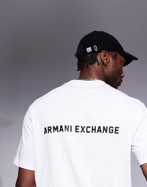 Armani Exchange - Hvid T-shirt med logo på brystet og ryggen, 3 af 4