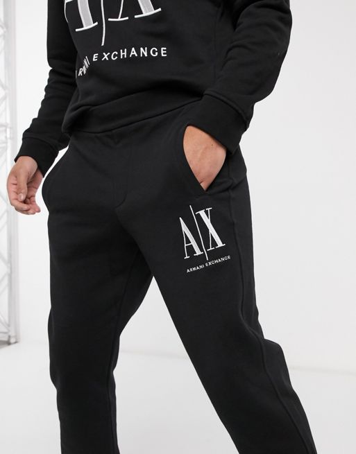 Armani Exchange Icon AX large logo sweat joggers in black | ASOS