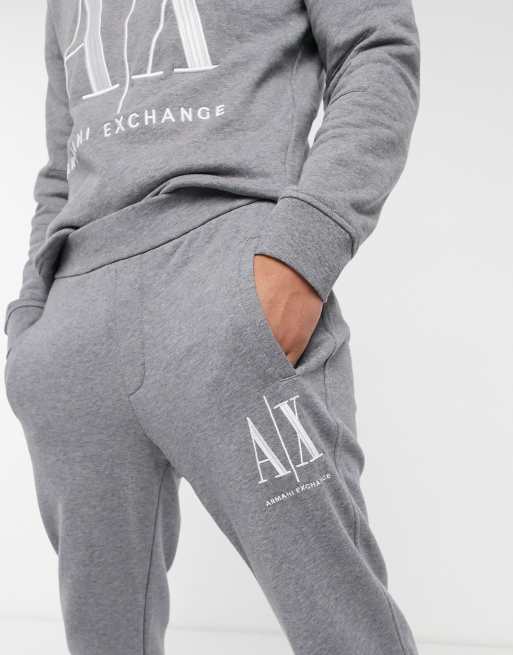 Armani Exchange Icon AX large logo sweat joggers in grey ASOS