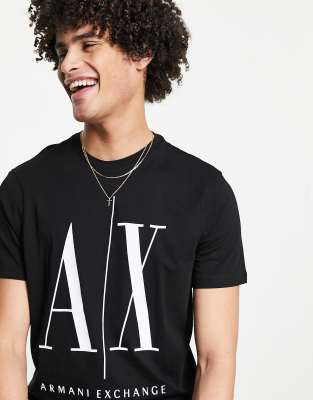 Armani Exchange Icon AX large logo t-shirt in black | ASOS