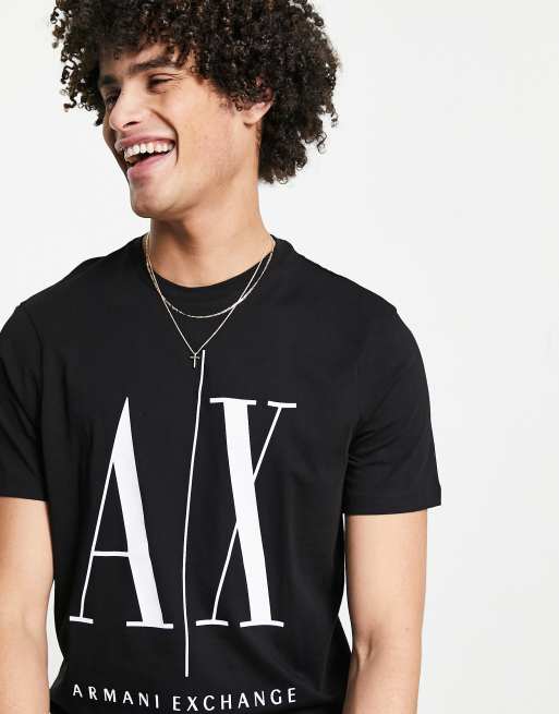 Armani Exchange Icon AX large logo t shirt in black ASOS