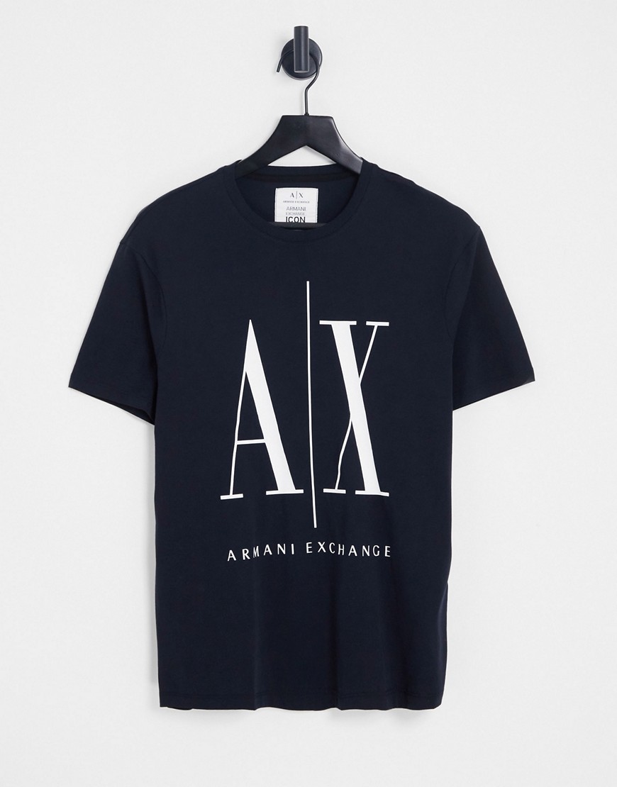 Armani Exchange icon AX large logo T-shirt in navy