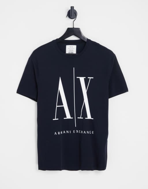 Armani exchange regular fit discount ax logo t-shirt in navy