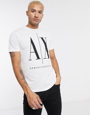 Armani Exchange Icon AX large logo t-shirt in white | ASOS