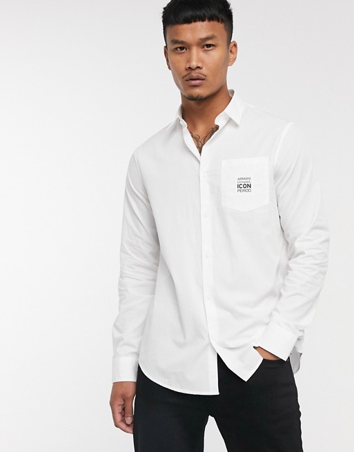 Armani Exchange Icon AX logo shirt with pocket in white