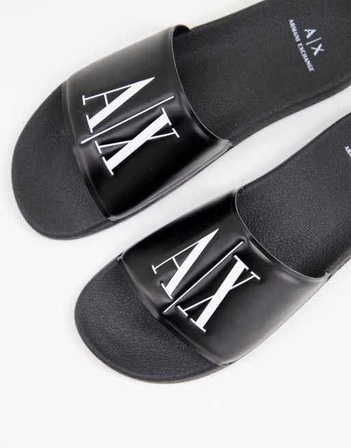 Armani Exchange Icon AX logo sliders in black