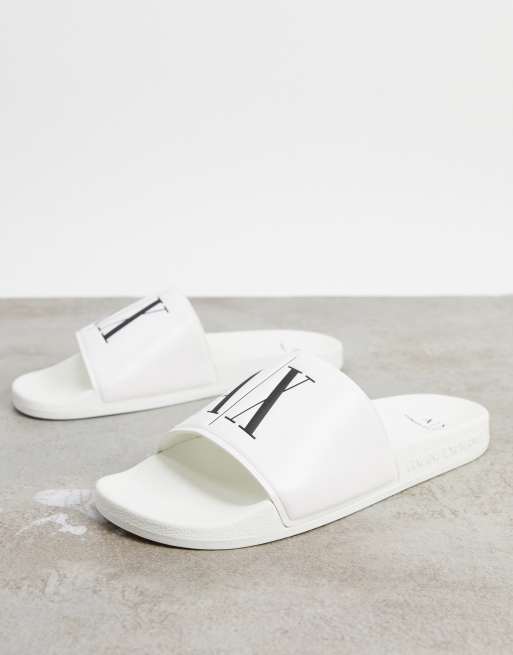 Armani Exchange Icon AX logo sliders in white | ASOS