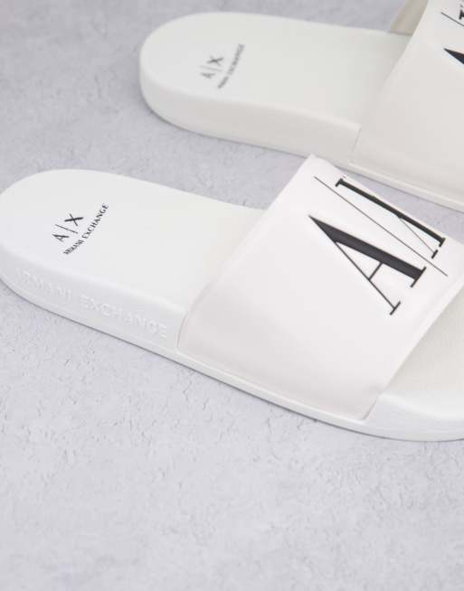 Armani Exchange Icon Ax Logo Sliders In White Asos