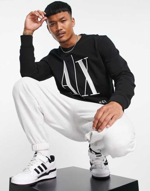 Armani Exchange icon crew neck sweat in black | ASOS