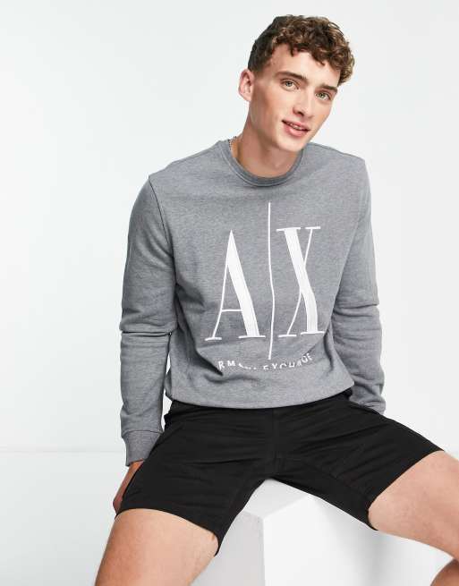 Armani Exchange icon crew neck sweat in grey | ASOS