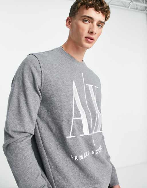 Armani Exchange icon crew neck sweat in grey | ASOS