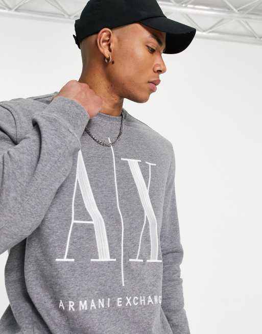 Armani Exchange icon crew neck sweat in grey | ASOS