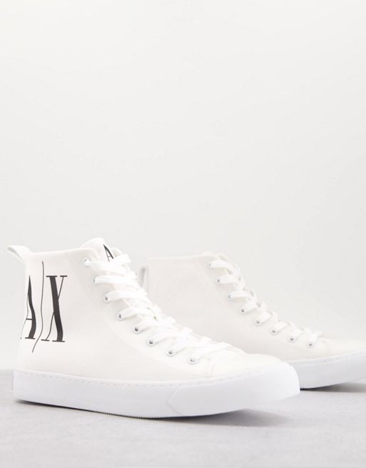 Armani Exchange Icon hi top sneakers in white | ASOS