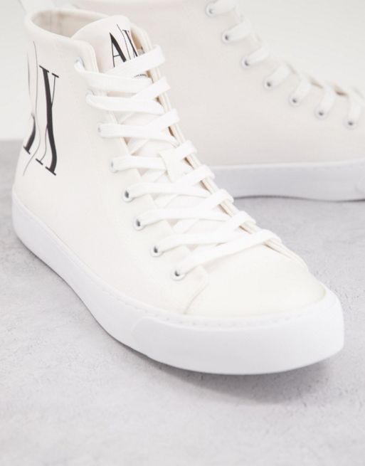 Armani Exchange Icon hi top sneakers in white | ASOS