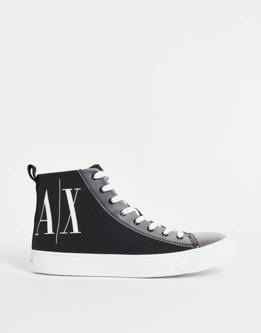 Armani Exchange Icon hi top trainers in black ASOS