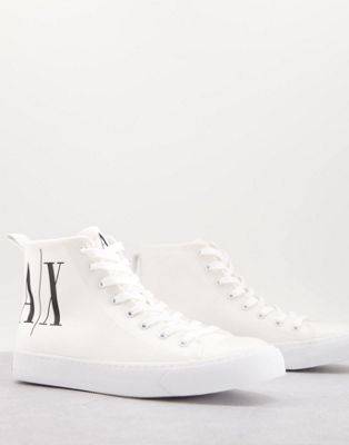 Armani Exchange Icon hi top trainers in white