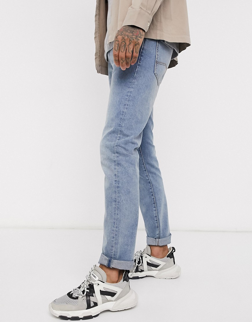 Armani Exchange - Icon J13 - Slim-fit jeans met lichte wassing-Blauw