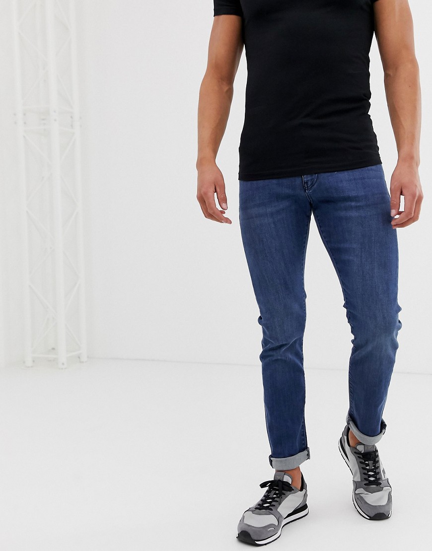 Armani Exchange – J13 – Mellanblå stretchiga slim jeans